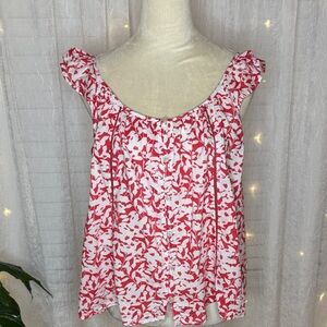 Sonoma Red and White Floral Blouse